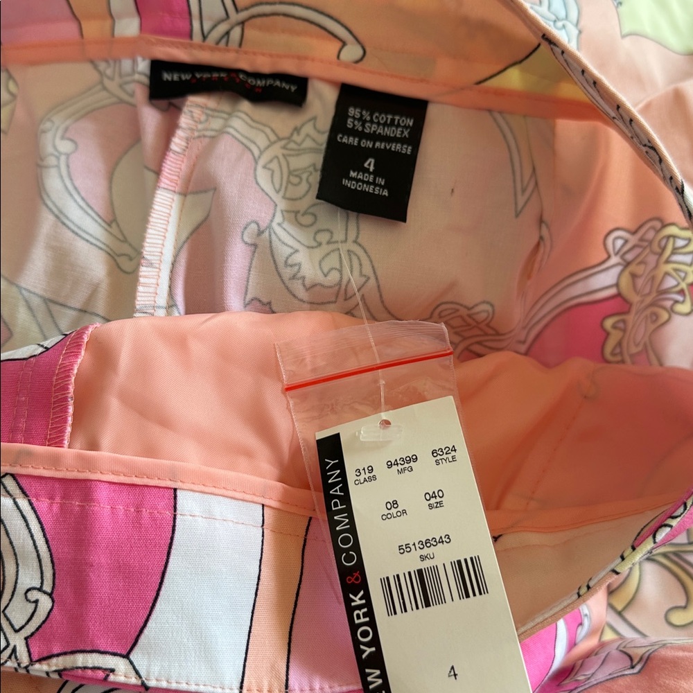 New York & Company Pink and Peach Graphic Stretch pants - Picture 6 of 6